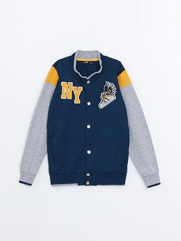 Bask?l? Uzun Kollu Erkek ?ocuk Kolej Ceket