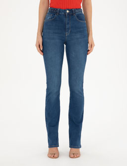 Koyu _ndigo Flare Fit Jean Pantolon