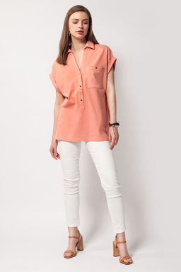 Over-size футболка-поло из трикотажа пике. - Vilatte фото 3