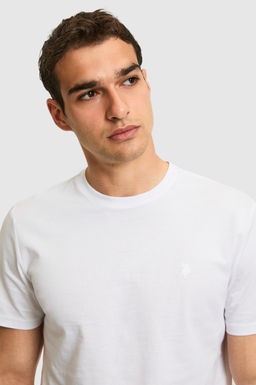 Erkek Regular Fit Bisiklet Yaka Beyaz Basic Ti__rt