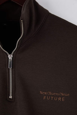 Kahverengi Yeni Oversize/Genis Kesim Yaz? Nak?sl? F?rcal? Kal?n Sweatshirt TMNAW26SW00008 - Trendyolmilla фото 2