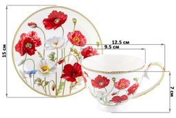 Чайн. пара 2 пр. 300 мл 12,5*9,5*7 см Маки на ножке, NEW BONE CHINA - Elan gallery фото 2
