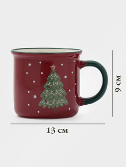 Кружка Доляна «Новогодние традиции», 420 мл, фарфор, бордовая