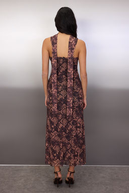 Cok Renkli Animal Fularl? Orme Tul Maxi Astarl? S?k/Gece Elbise TPRAW26EL00116 - Trendyolmilla фото 4