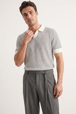 Lacivert Relaxed K_sa Kol Polo Yaka Triko T-shirt TMNSS23PO00026