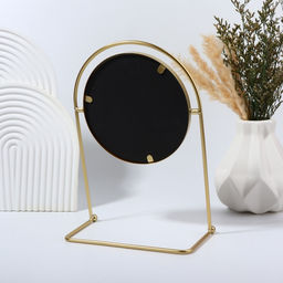 Зеркало настольное PREMIUM, круглое, металлическое, 29×20.5×11 см, (d=14.5 см), цвет золотой