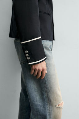 CHAQUETA CROPPED FIT CONTRASTES / Azul - Zara фото 6