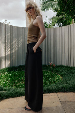 PANTALON ANCHO PINZAS / Negro - Zara фото 15