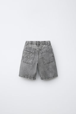 BERMUDA DENIM ESTRELLA Y TEXTO / Gris medio - Zara фото 3