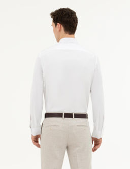 Beyaz Slim Fit Uzun Kollu Basic G_mlek