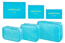 Набор 6 дорожных органайзеров Голубой (3 органайзера и 3 косметички) - El casa фото 4