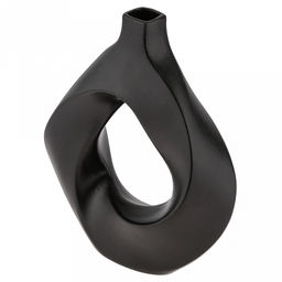 Ваза керамическая "Мадагаскар" 850мл, 21х7,5см h23,7см, горло - 2,5х2,5см, фактурный глянец, цвет - черный, в коробке (Китай)