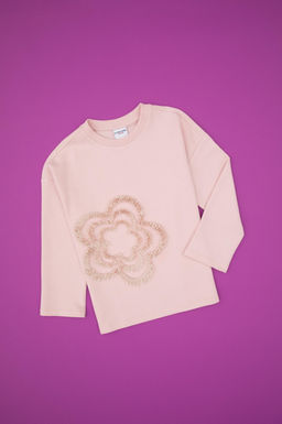 K_z _ocuk Pudra Bisiklet Yaka Sweatshirt