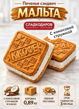 Печенье Мальта  с кокосом  ТВ 0,890кг