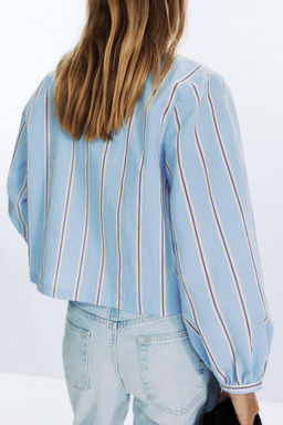 STRIPED POPLIN SHIRT WITH TIES - Zara фото 7