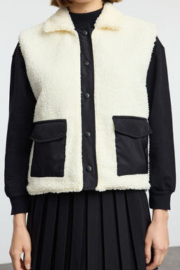 Trendyolmilla Ekru Regular Kal?p Cift Tarafl? Cepli Pelus Yelek TWOAW25YE00036  фото 3