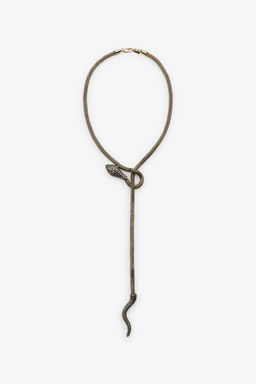 TEXTURED SNAKESKIN PRINT NECKLACE - Zara фото 3