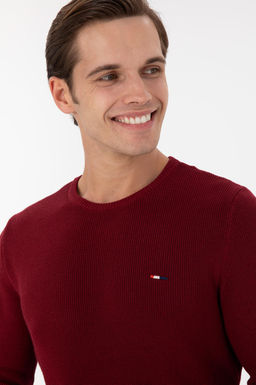 Erkek Slim Fit Bisiklet Yaka Bordo Basic Kazak - U.s. polo assn фото 2