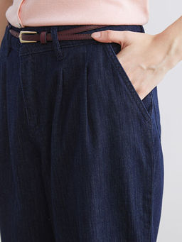 Beli Kemerli Wideleg Kad?n Jean Pantolon