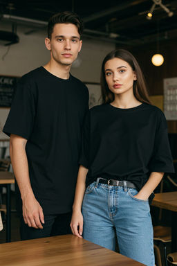 TRENDYOL MAN Ekru Oversize/Genis Kesim %100 Pamuklu Kal?n T-Shirt TMNSS25TS00109