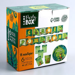 Набор бумажной посуды С днем рождения! Динозавр 6 тарелок, 6 стаканов, гирлянда , игра - Страна карнавалия фото 12