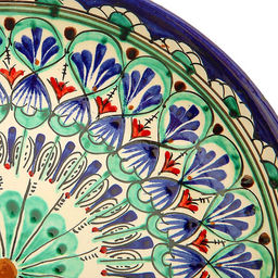 Ляган узбекский Риштанская керамика «Узоры», d=25 см, синий, МИКС