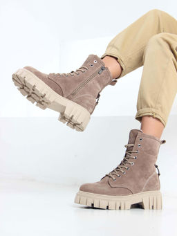 Ботинки 329.21153bе. серо коричневый замша/Байка