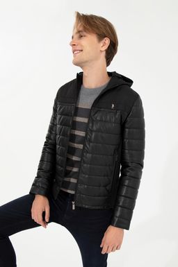 U. S. Polo Assn / Мужская черная кожаная куртка-пальто - U.s. polo assn фото 3