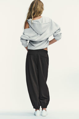 PINSTRIPE PLEATED BALLOON TROUSERS