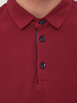 Джемпер мужской с воротником поло GREG G155-PO1246-CTR2085 (бордовый)  фото 6