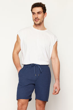 TRENDYOL MAN Indigo Slim/Dar Kesim Dokulu Waffle Lastik Belli Kordonlu Sort TMNSS24SR00029 - Trendyolmilla фото 2