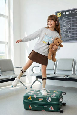 K?rm?z? K?z Cocuk Desenli Bisiklet Yaka Slogan Orme Sweatshirt TKDAW25SW00041 - Trendyolmilla фото 5