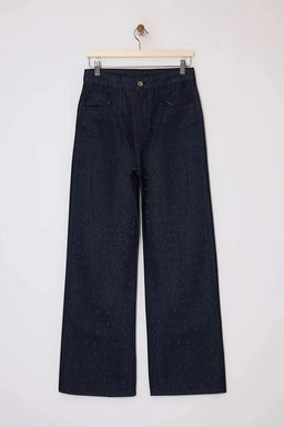 Koyu Mavi Tasl? Yuksek Bel Wide Leg Jeans TWOSS26JE00072 - Trendyolmilla фото 6