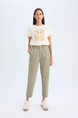 Paperbag Gabardin Pantolon Yuksek Bel Cepli Basic Duz Standart Paca - Defacto фото 12