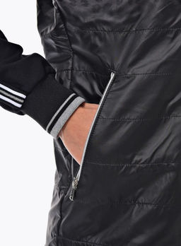 Толстовка из футера комбинированного с принтованной плащевой тканью