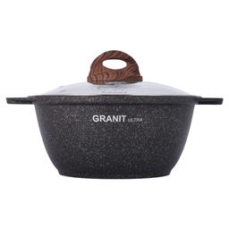 Кастрюля алюмин. 2л (стекл.крышка) (АП) "Granit ultra" original (кго22а) (Кукмара)