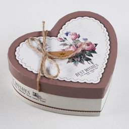 Набор подарочных коробок сердце 3 в 1, «Пионы» коричневый, 21×19×9 - 15.5×14×6 см