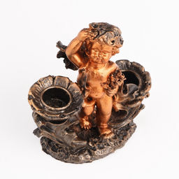 Подсвечник на 2 свечи TAKE IT EASY Ангелочек смотрит, полистоун, 11?5.5?12 см