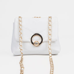 Сумка-мессенджер на клапане, цвет белый