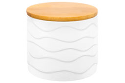 Банка д/хранения 800 мл 12*12*10,5 см "Айсберг волны" с дер. крышк. с сил. упл.
