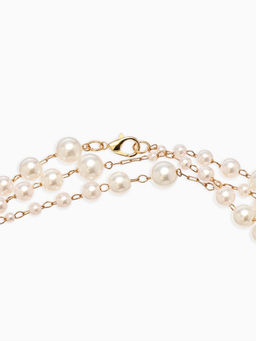 Бусы жемчужные, длинные, d=3.4, 5.6, 8.10, белые в золоте