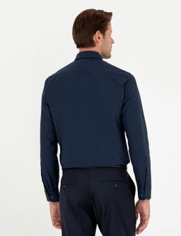 Lacivert Slim Fit Uzun Kollu Basic G_mlek