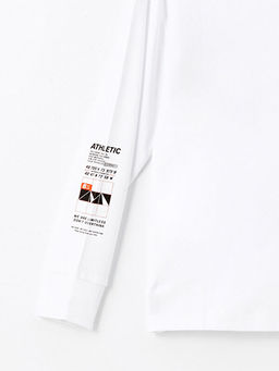 Bisiklet Yaka Uzun Kollu Bask?l? Erkek ?ocuk Ti??rt