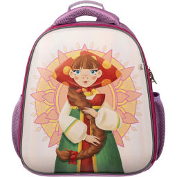 Ранец КОМУС Три богатыря Любава,Basic 2 отд.,эргоном. спинка,пайетки полиэс