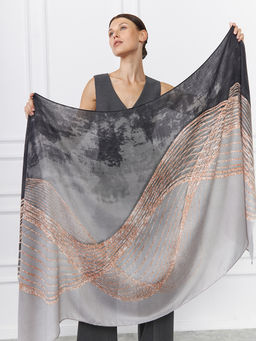 Большой, мягкий, тонкий и очень нежный двусторонний палантин с рисунком