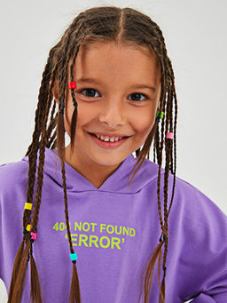 Kap??onlu Bask?l? Uzun Kollu K?z ?ocuk Sweatshirt - Waikiki фото 3