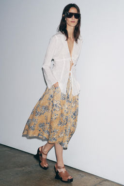 ZW COLLECTION RAMIE FLORAL PRINT SKIRT - Zara фото 5