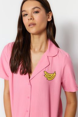 Trendyolmilla Ind?go Nak?sl? Sortlu Dokuma Pijama Tak?m? THMSS23PT00079  фото 4