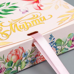 Складная коробка подарочная 8 марта, 20 х 18 х 5 см - Дарите счастье фото 3