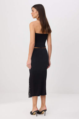 Siyah D_z Kalem Dantel Detayl_ Midi Esnek _rme Etek TWOSS26ET00191 - Trendyolmilla фото 4